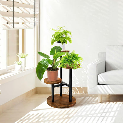 3-Tier Metal & Wood Plant Stand