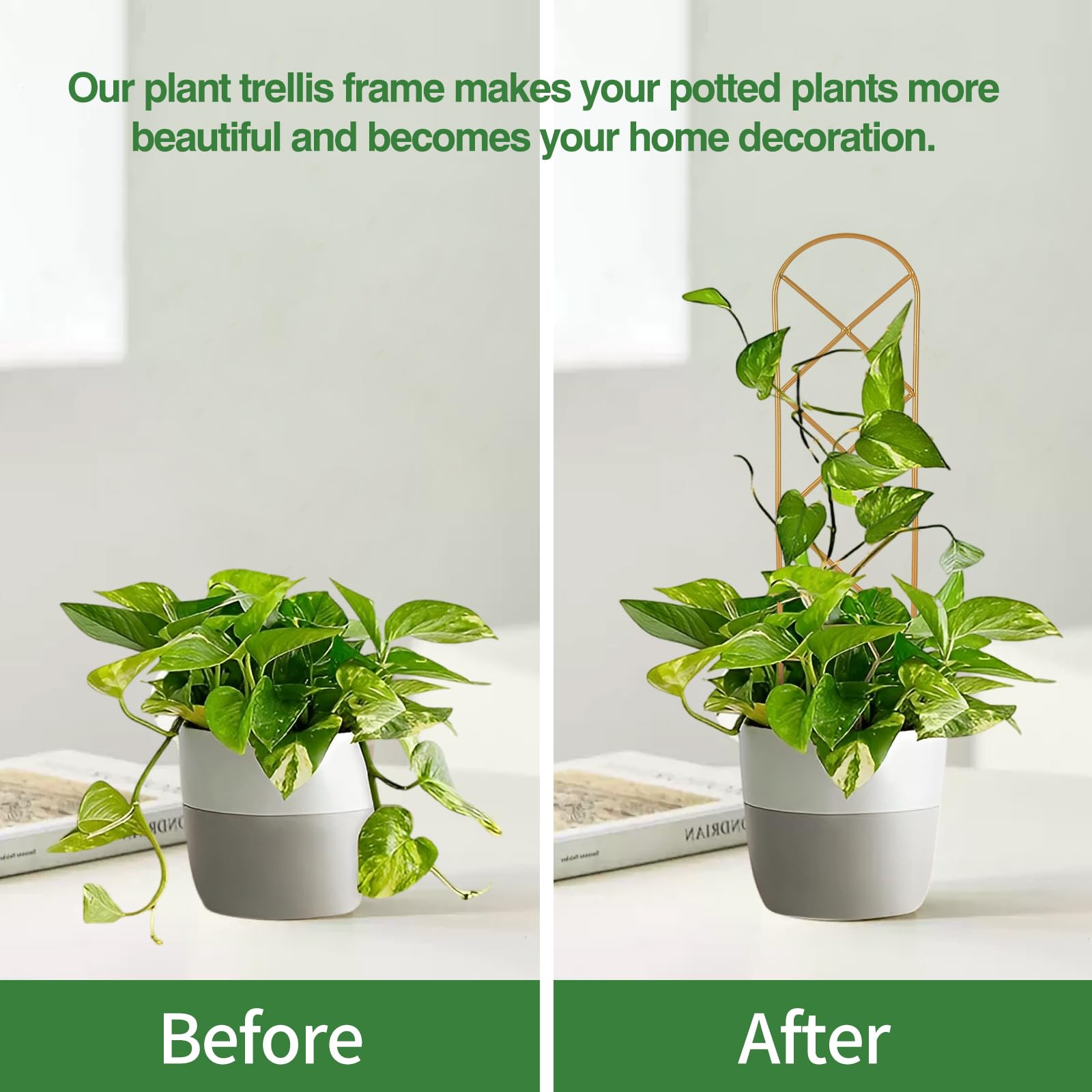 Indoor Plant Trellis for Climbing Plants, 16inch Small Garden Metal Trellis for Potted Plants Outdoor - 4 Pack - OVAD