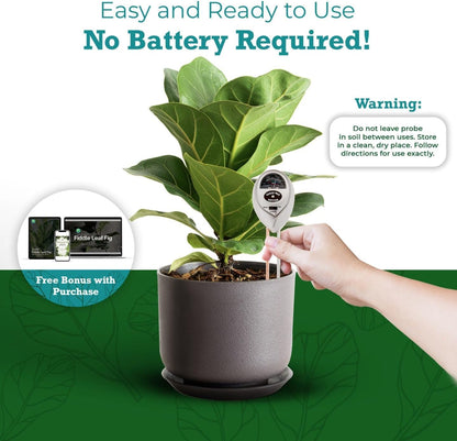 Houseplant Resource Center Fiddle Leaf Fig 3-in-1 Soil Moisture Meter for Plants Best Indoor Water Meter with Light and pH Sensor for Perfect Plant Care