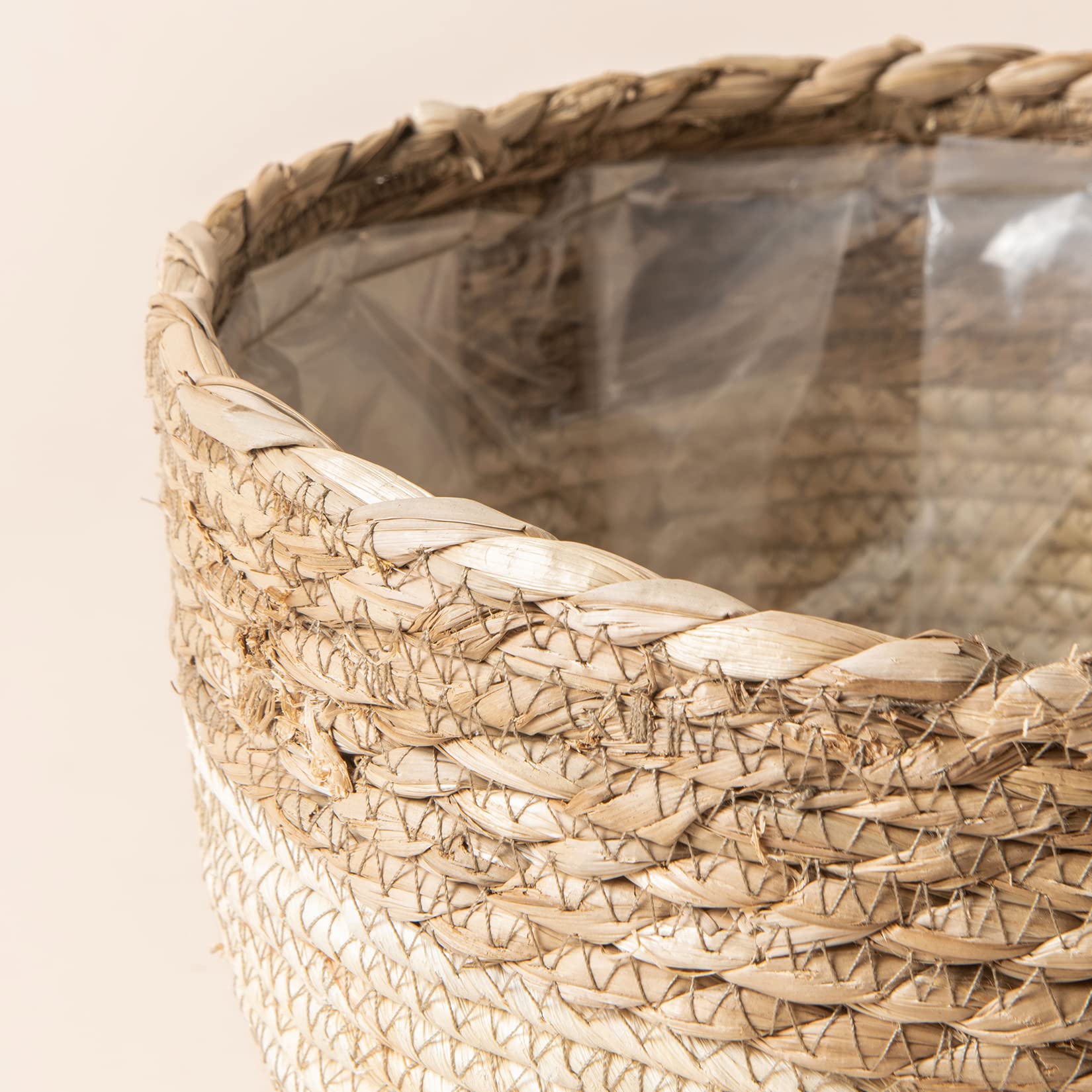 La Jolíe Muse Seagrass Planter Basket Indoor, Flower Pots Cover, Plant Containers, Natural(3-Pack) 10.2"+8.7"+6.7" - OVAD