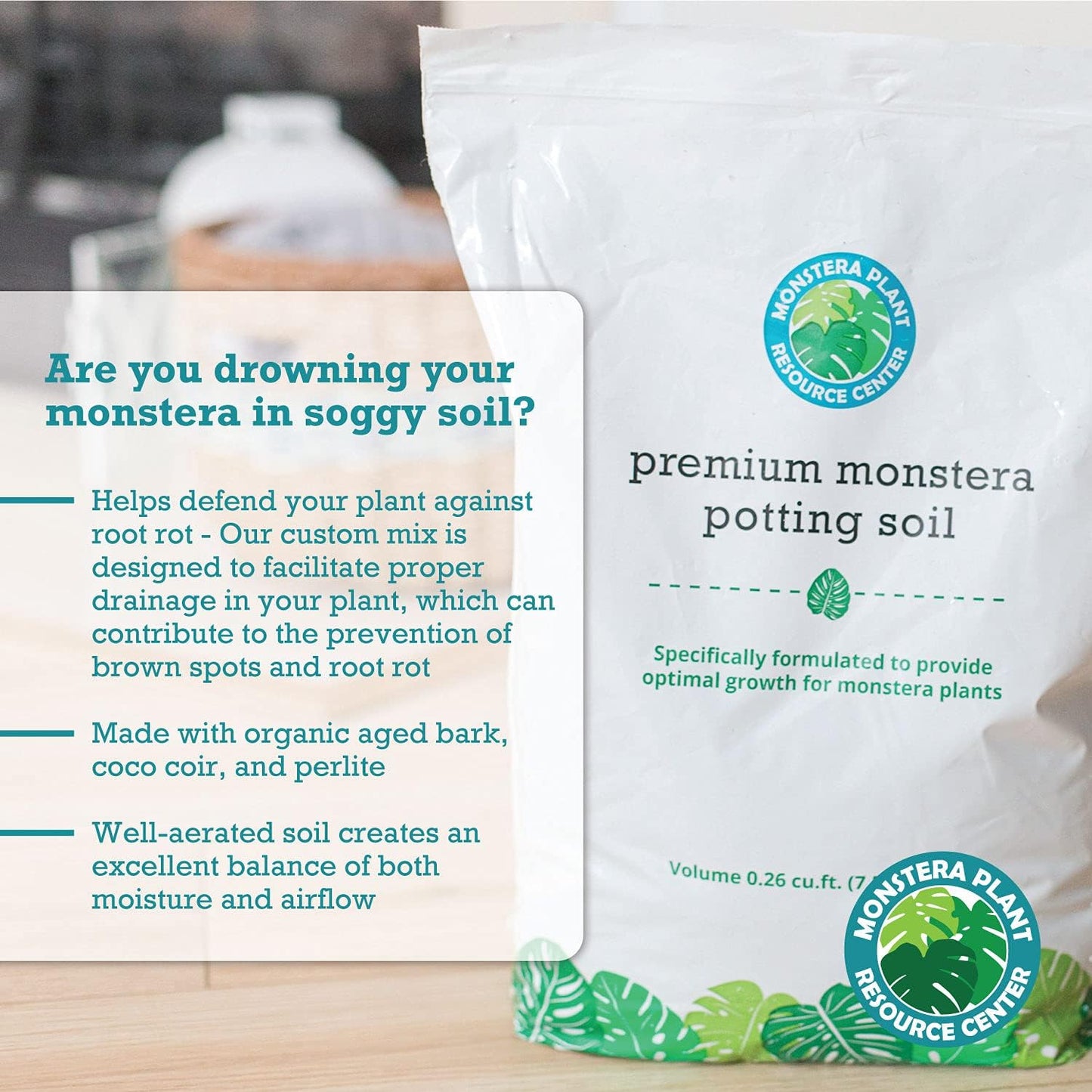 Premium Monstera Potting Soil - Quick Drain Soil for Thriving Deliciosa and Swiss Cheese Plants