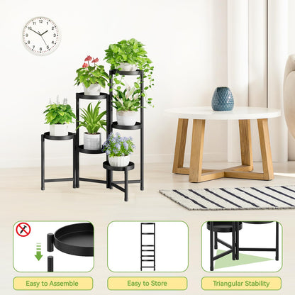 5-Tier Folding Metal Plant Stand - OVAD