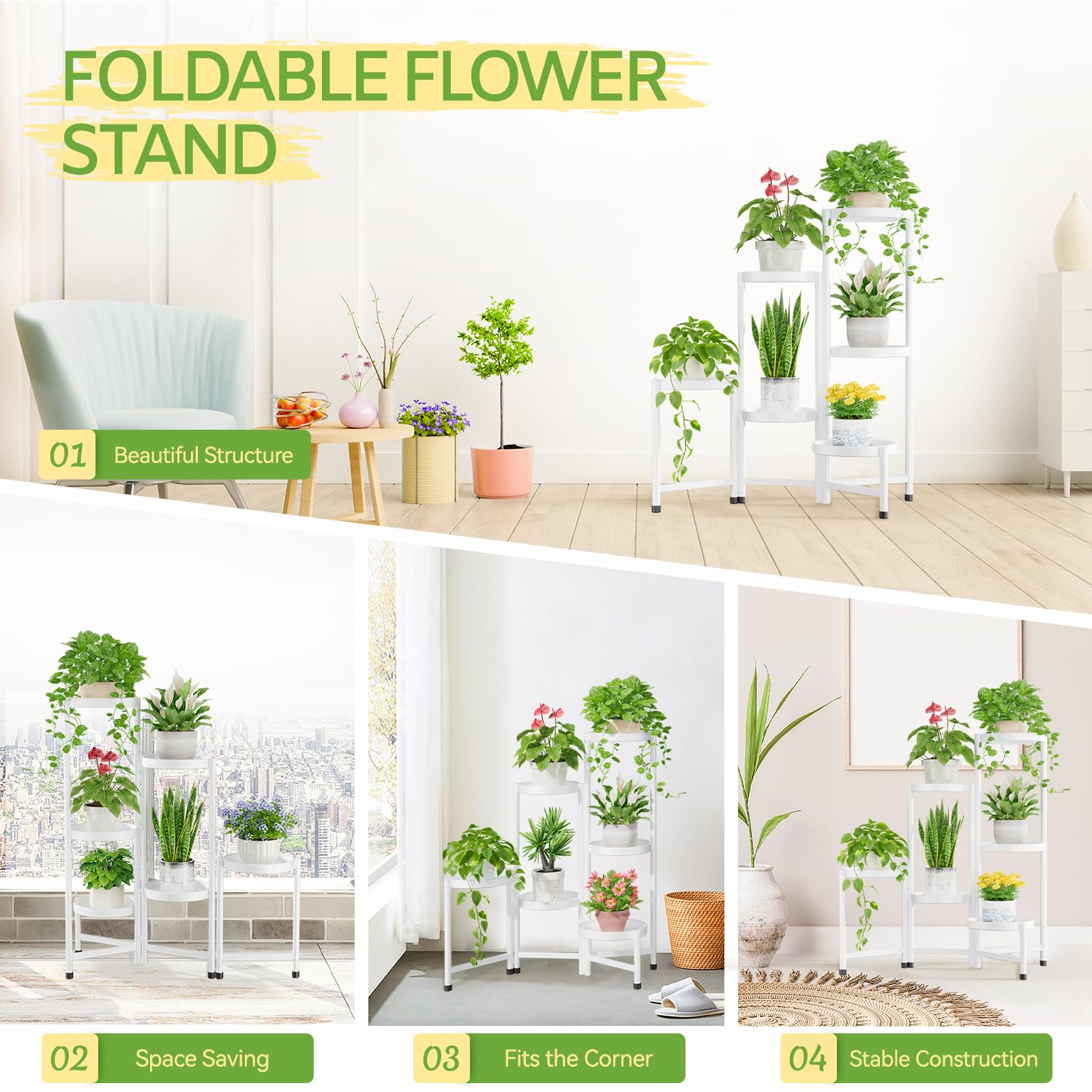 5-Tier Folding Metal Plant Stand - OVAD