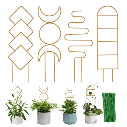 Indoor Plant Trellis for Climbing Plants, 16inch Small Garden Metal Trellis for Potted Plants Outdoor - 4 Pack - OVAD