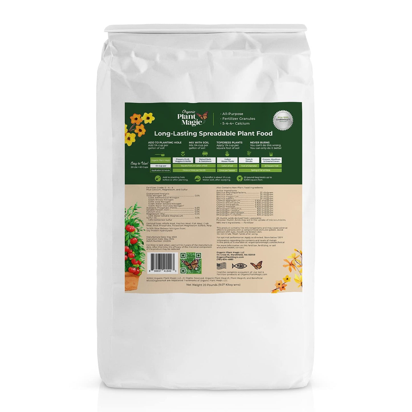 Organic Plant Magic - Truly Organic Slow Release Granular Fertilizer for Vibrant Indoor Outdoor Plants and Gardens [4 lb Bag]