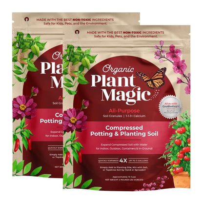 Compressed Organic Potting Soil for Garden Plants and Vegetables Expands 4x with Water for Indoor and Outdoor Use