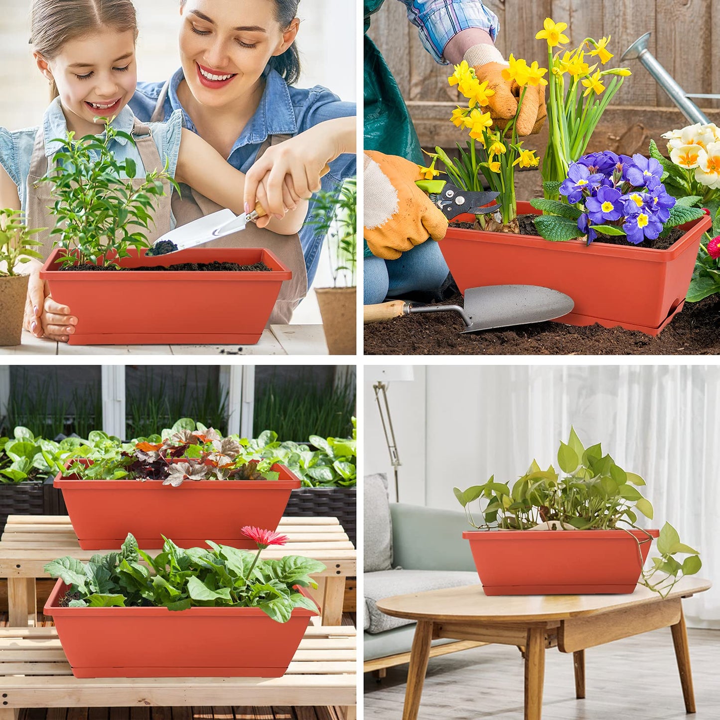 Vibrant 7 Pack Plastic Window Box Planter 17 Inches for All Your Gardening Needs