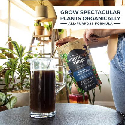 Organic Plant Magic - Fast Acting Soluble Plant Food All-Purpose Fertilizer Concentrate and Compressed Organic Potting Soil for Vibrant Garden Growth