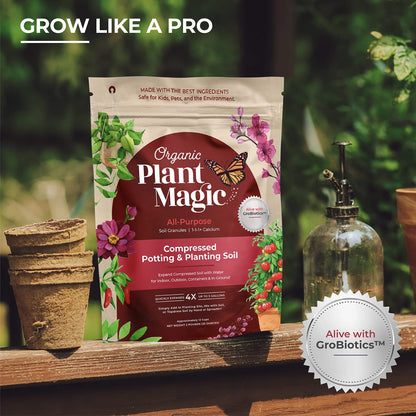 Compressed Organic Potting Soil for Garden Plants and Vegetables Expands 4x with Water for Indoor and Outdoor Use