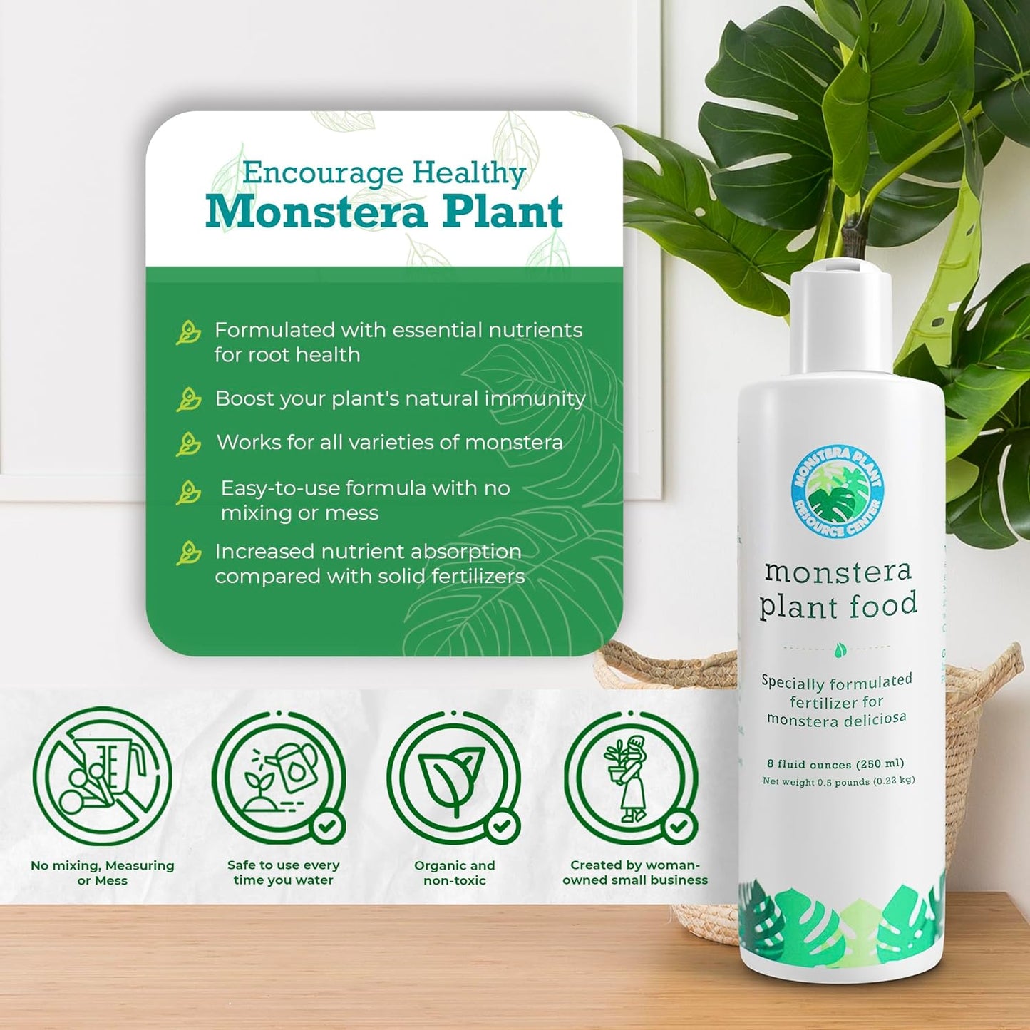 Monstera Plant Food by Houseplant Resource Center Premium Liquid Fertilizer 5-2-3 NPK for Healthy Monstera Pothos and Snake Plants