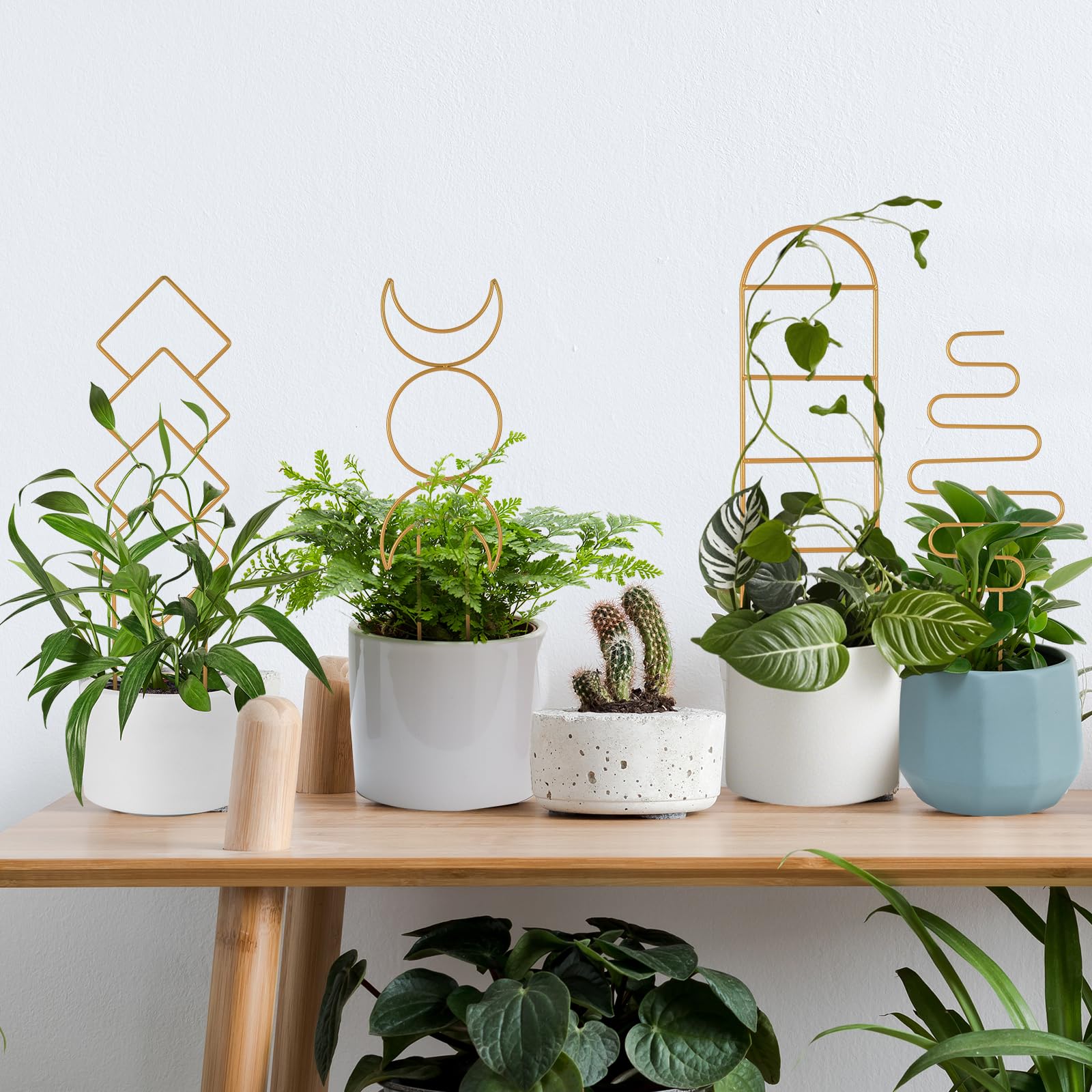 Indoor Plant Trellis for Climbing Plants, 16inch Small Garden Metal Trellis for Potted Plants Outdoor - 4 Pack - OVAD