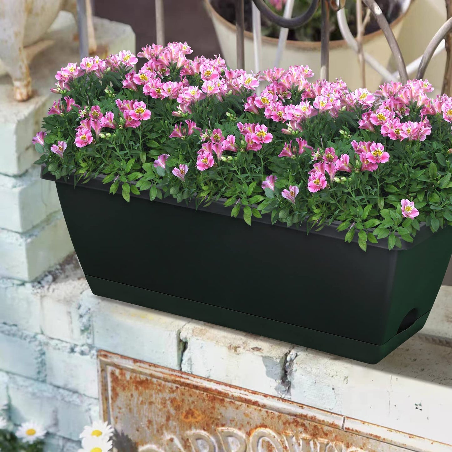 Vibrant 7 Pack Plastic Window Box Planter 17 Inches for All Your Gardening Needs