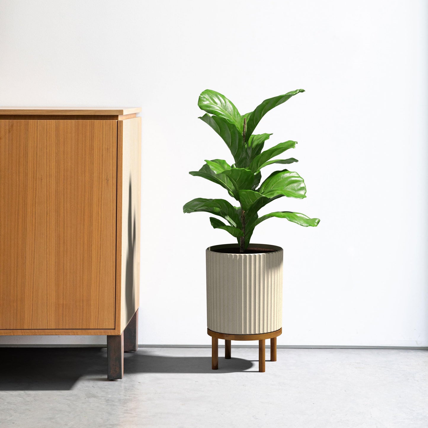 Demi Series Round Planter with Stand | Durable & Wooden Stand Perfect for Home Decor