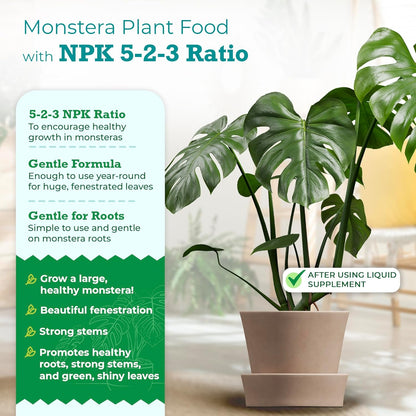 Monstera Plant Food by Houseplant Resource Center Premium Liquid Fertilizer 5-2-3 NPK for Healthy Monstera Pothos and Snake Plants