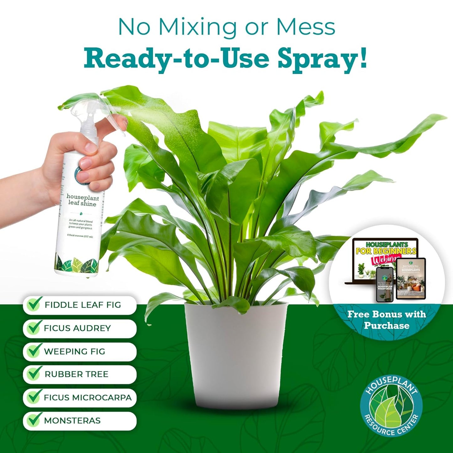 Houseplant Leaf Shine Spray - Leaf Polish, Gloss, and Shine for Vibrant Foliage and Effortless Plant Care