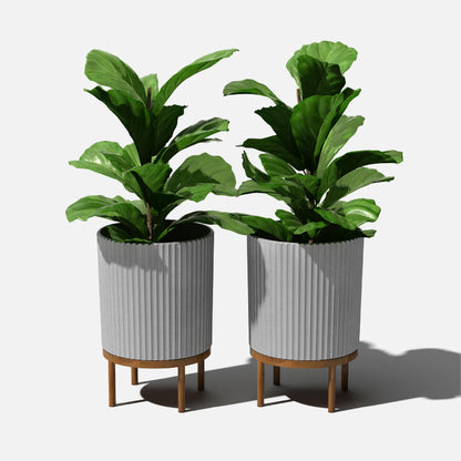 Demi Series Round Planter with Stand | Durable & Wooden Stand Perfect for Home Decor