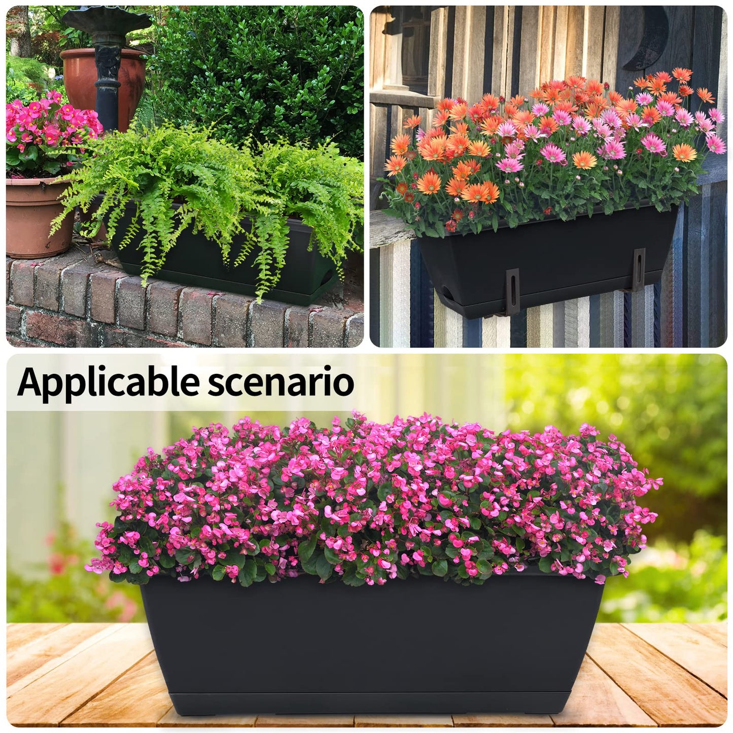 Vibrant 7 Pack Plastic Window Box Planter 17 Inches for All Your Gardening Needs