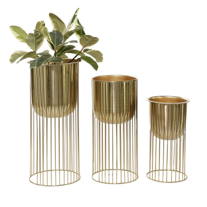 Elevated Caged Stand, Set of 3 Planters - Various Styles for Modern Elegance and Versatile Decor