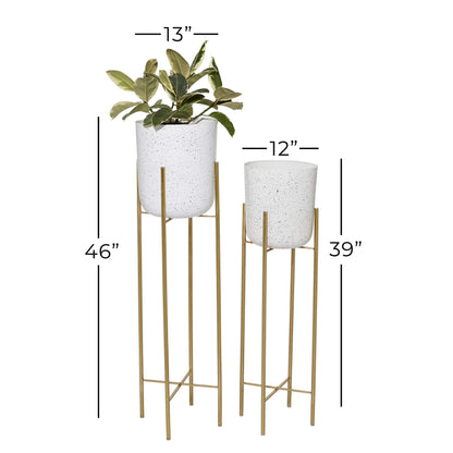 Stunning Gold Metal Planter Set for Glamorous Home Decor