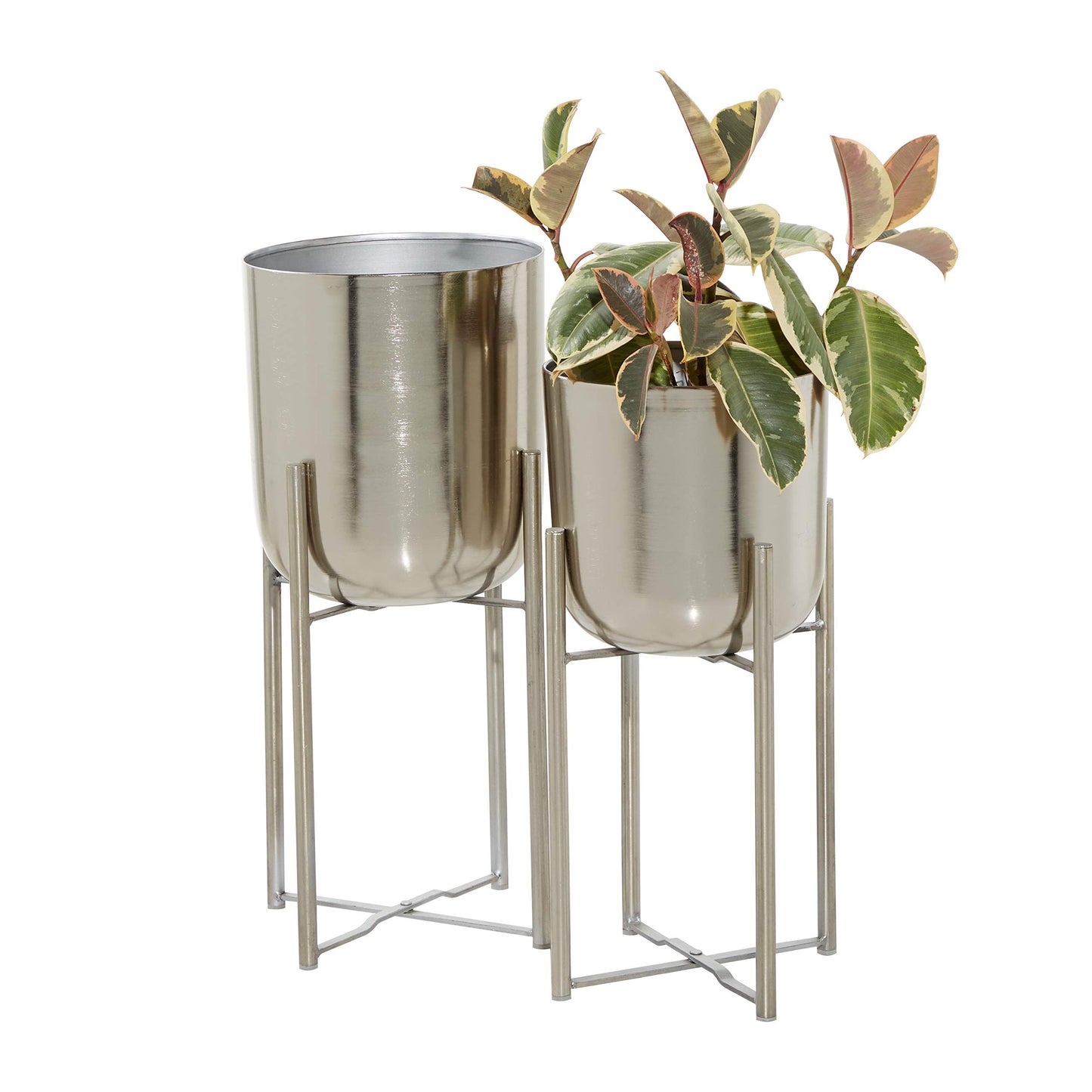 Stunning Gold Metal Planter Set for Glamorous Home Decor