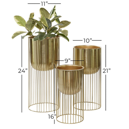 Elevated Caged Stand, Set of 3 Planters - Various Styles for Modern Elegance and Versatile Decor