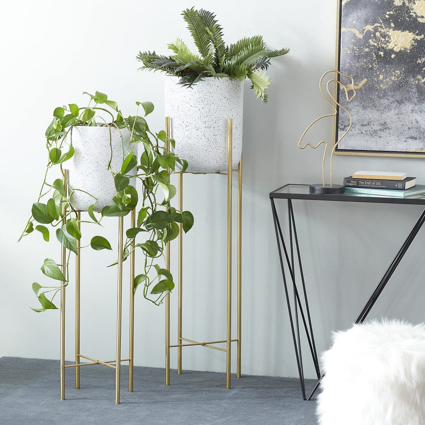 Stunning Gold Metal Planter Set for Glamorous Home Decor