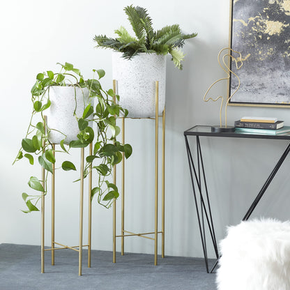 Stunning Gold Metal Planter Set for Glamorous Home Decor