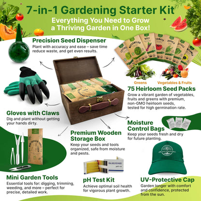 75 Vegetable & Greens Seeds Variety Pack Garden Seed Starter Kit with Over 44,700 Non-GMO Heirloom Seeds for Planting Healthy Organic Greens