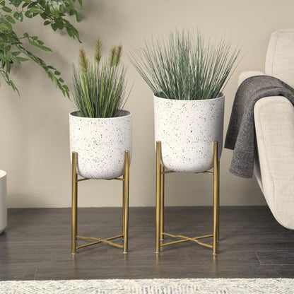 Stunning Gold Metal Planter Set for Glamorous Home Decor